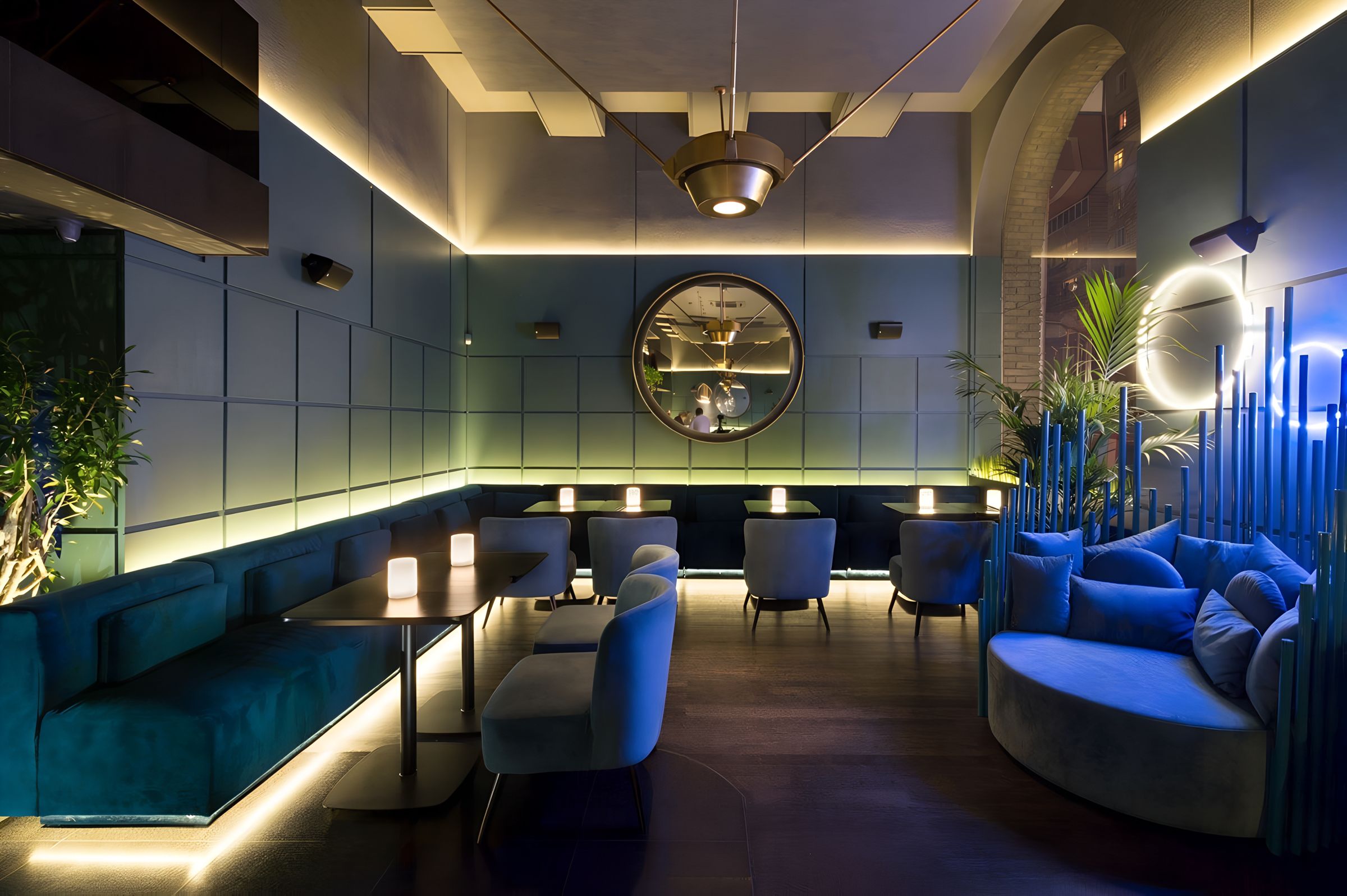 corner lounge with integrated lighting
