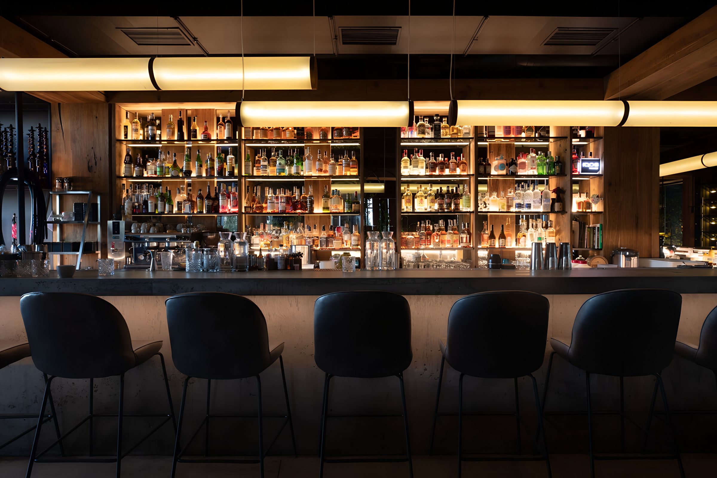back bar shelving display